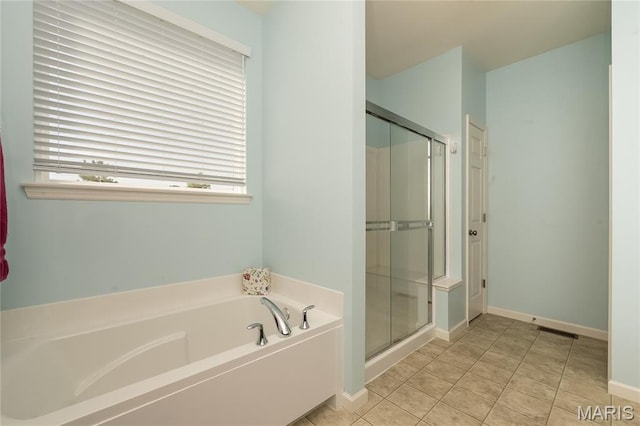 1510 Kennabrooke Ct, Saint Louis, MO 63146 - full bath with a garden tub, a shower stall, and tile patterned flooring