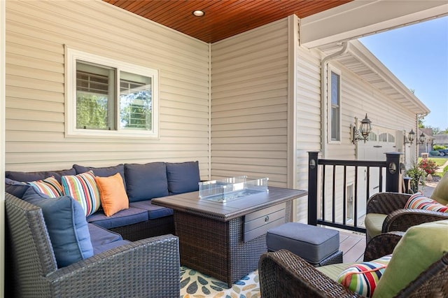 5360 Tower Hill Ct, Weldon Spring, MO 63304 - view of patio with an outdoor hangout area and a garage