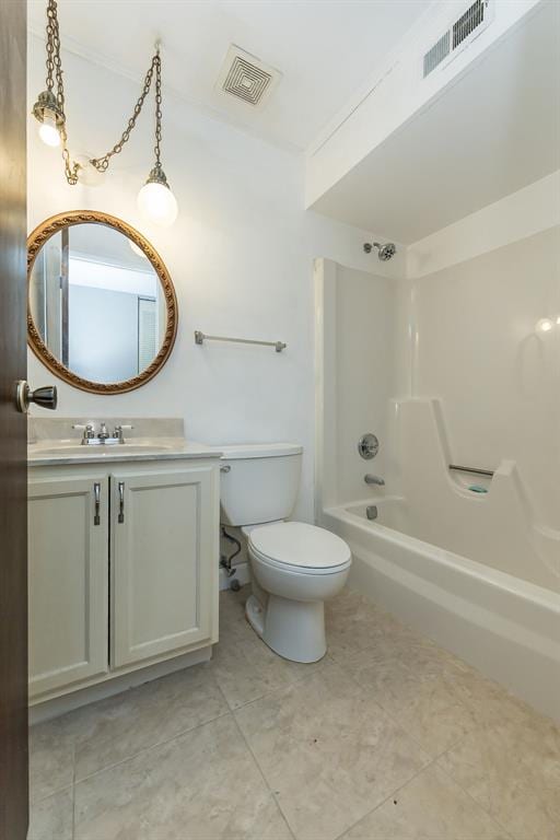 2 Fairways Cir Unit G, Saint Charles, MO 63303 - full bath featuring vanity, toilet, bathing tub / shower combination, and tile patterned flooring