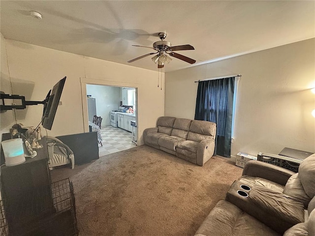 155 W Bonfils St, Troy, MO 63379 - carpeted living room with a ceiling fan
