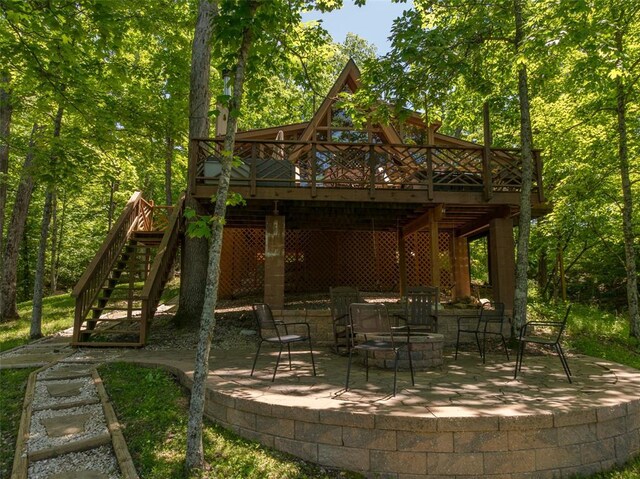 2349 Trautwein Dr, Innsbrook, MO 63390 - view of patio / terrace featuring stairway and a wooden deck
