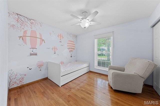 3060 Almond Tree Dr, Saint Peters, MO 63376 - bedroom featuring light wood-style flooring and a ceiling fan