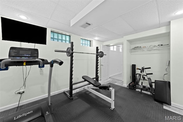 3060 Almond Tree Dr, Saint Peters, MO 63376 - exercise area with baseboards and a drop ceiling