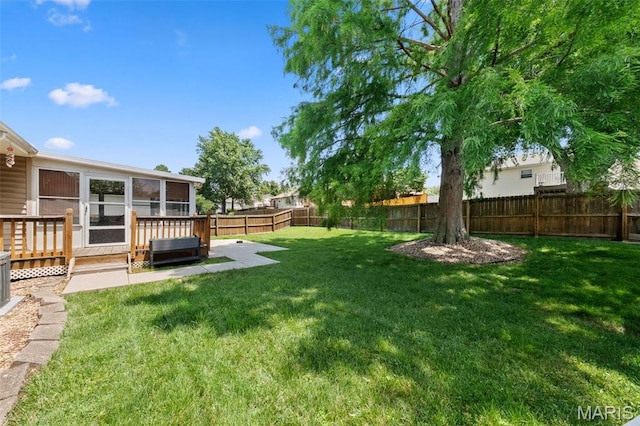 3060 Almond Tree Dr, Saint Peters, MO 63376 - fenced backyard featuring a sunroom and a deck