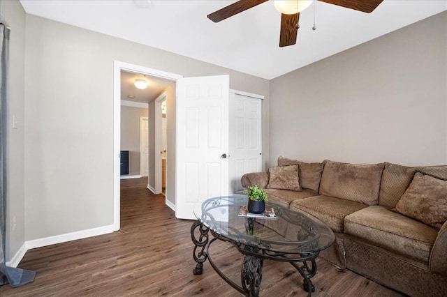 100 Jubilee Hill Dr Unit G, Wildwood, MO 63040 - living area featuring ceiling fan, baseboards, and wood finished floors