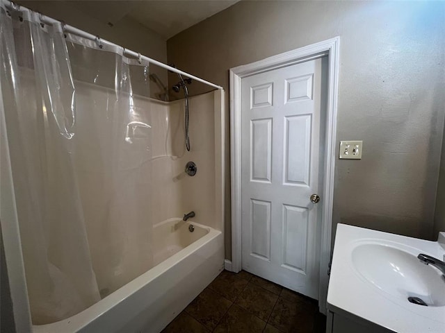 1638 Poplar St, Granite City, IL 62040 - full bath featuring shower / bathtub combination with curtain, vanity, and tile patterned floors