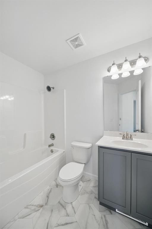 917 Gimli Ln, Wright City, MO 63390 - full bathroom featuring toilet, marble look tile flooring, vanity, and shower / bath combination