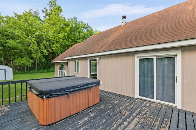 21604 Fox Dr, Carlyle, IL 62231 - deck with a hot tub and a lawn