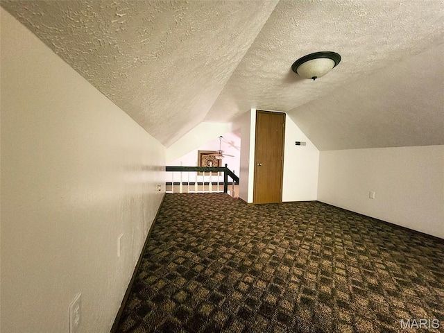 21604 Fox Dr, Carlyle, IL 62231 - bonus room featuring a textured ceiling, carpet flooring, and lofted ceiling