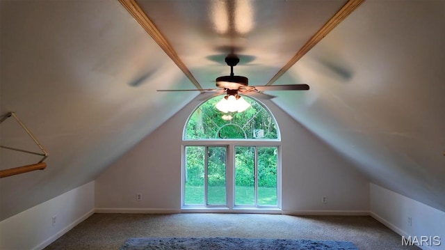 21604 Fox Dr, Carlyle, IL 62231 - bonus room featuring carpet floors, ceiling fan, and vaulted ceiling