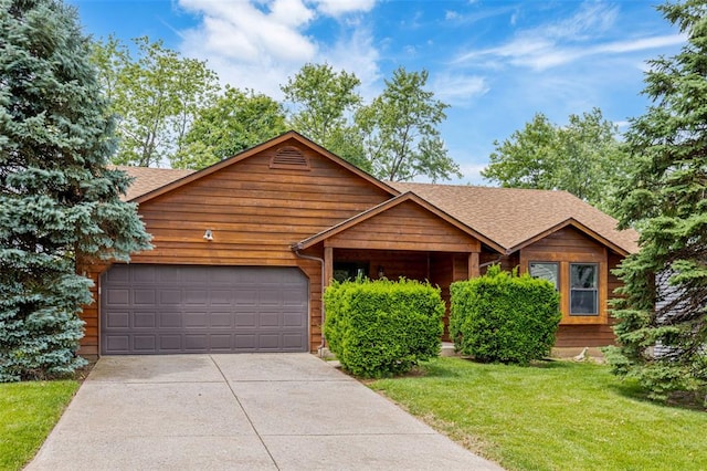 1101 Claycrest Dr, Cottleville Township, MO 63304 - view of front facade with a garage, driveway, a front lawn, and roof with shingles