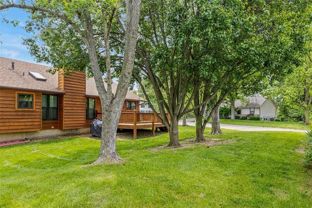 1101 Claycrest Dr, Cottleville Township, MO 63304 - view of green lawn featuring a wooden deck