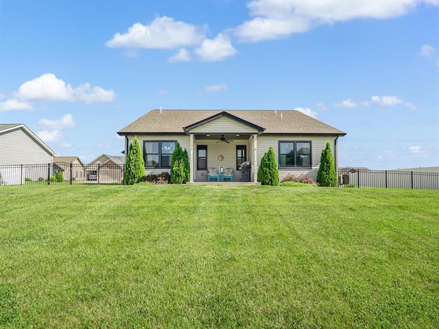 726 Pheasant Run, Waterloo, IL 62298 - view of front facade featuring ceiling fan, a patio area, and a shingled roof