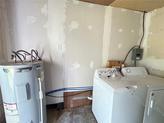 500 S Warfel St, Salem, MO 65560 - laundry area with water heater and washer and clothes dryer
