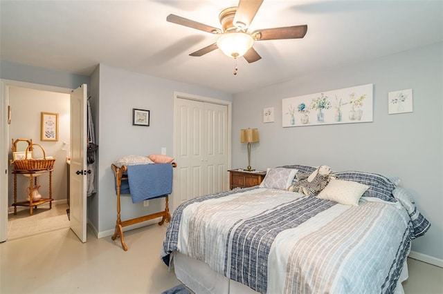 983 Fairway Dr, Union, MO 63084 - bedroom featuring a closet, ceiling fan, and baseboards