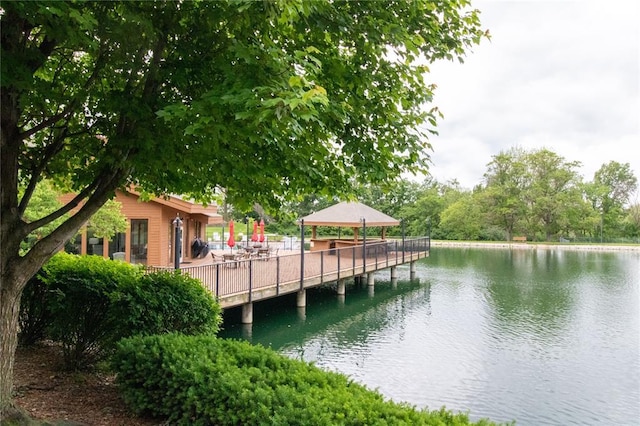 1001 Hemingway Ln Unit H, Weldon Spring, MO 63304 - dock featuring a water view and a gazebo