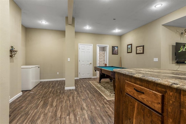 1308 Maggie Cir, Bonne Terre, MO 63628 - game room with pool table, dark wood-style flooring, baseboards, and recessed lighting