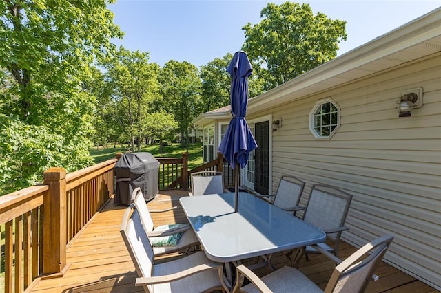 1308 Maggie Cir, Bonne Terre, MO 63628 - deck with a grill and outdoor dining area