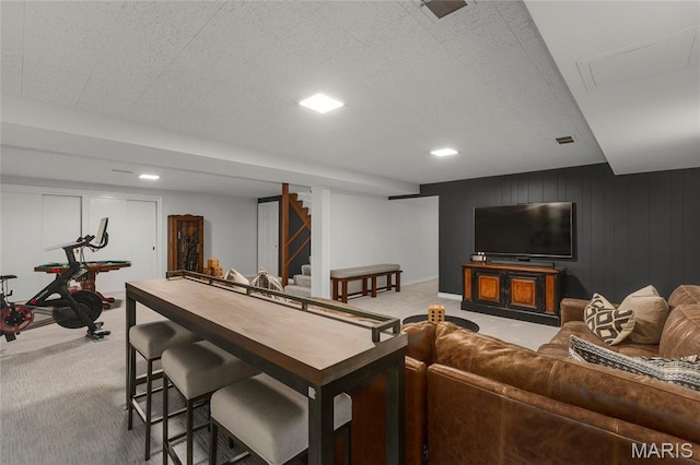 50 Lake Forest Dr, Richmond Heights, MO 63117 - carpeted living room with stairway
