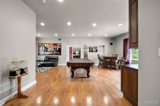 2785 Marble Springs Rd, Barnhart, MO 63012 - rec room with pool table, light wood-style floors, baseboards, and recessed lighting