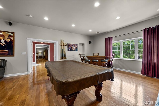 2785 Marble Springs Rd, Barnhart, MO 63012 - recreation room featuring baseboards, billiards, light wood finished floors, and recessed lighting