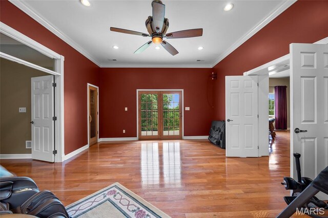 2785 Marble Springs Rd, Barnhart, MO 63012 - living area with healthy amount of natural light, ceiling fan, light wood finished floors, ornamental molding, and baseboards