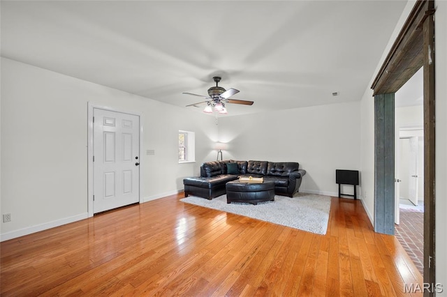 2785 Marble Springs Rd, Barnhart, MO 63012 - living area with ceiling fan, light wood-type flooring, and baseboards
