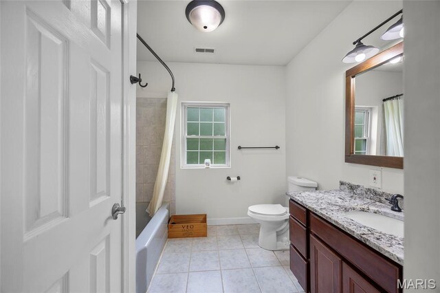 2785 Marble Springs Rd, Barnhart, MO 63012 - bathroom with vanity, tile patterned flooring, toilet, shower / bathtub combination with curtain, and baseboards