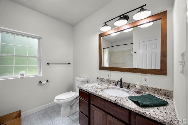 2785 Marble Springs Rd, Barnhart, MO 63012 - bathroom featuring vanity, tile patterned floors, toilet, baseboards, and a shower with curtain