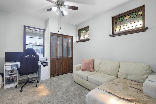 4444 Taft Ave, Saint Louis, MO 63116 - home office with ceiling fan and carpet floors