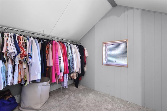 4444 Taft Ave, Saint Louis, MO 63116 - walk in closet featuring vaulted ceiling and carpet floors