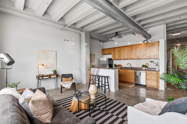 1720 Chouteau Ave Unit 303, Saint Louis, MO 63103 - living room with finished concrete floors