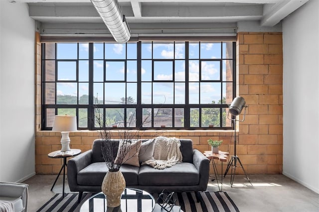 1720 Chouteau Ave Unit 303, Saint Louis, MO 63103 - living room featuring baseboards and concrete floors