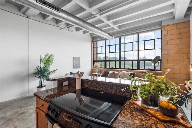 1720 Chouteau Ave Unit 303, Saint Louis, MO 63103 - kitchen featuring concrete flooring and beam ceiling