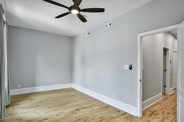 4412 Chouteau, Saint Louis, MO 63110 - empty room with ceiling fan, light wood finished floors, and baseboards
