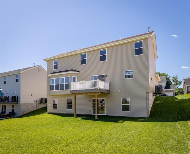 1051 Miremont Dr, Manchester, MO 63011 - back of property featuring a lawn and central AC unit