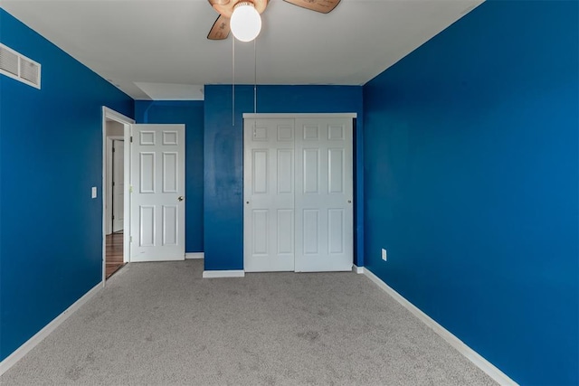 326 Merrimac Downs, Saint Peters, MO 63376 - unfurnished bedroom featuring carpet floors, a closet, baseboards, and ceiling fan