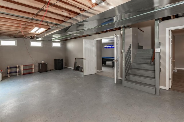 326 Merrimac Downs, Saint Peters, MO 63376 - basement featuring stairs, billiards, and baseboards