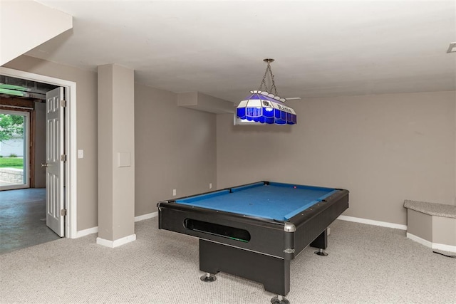 326 Merrimac Downs, Saint Peters, MO 63376 - rec room with baseboards, billiards table, and carpet flooring