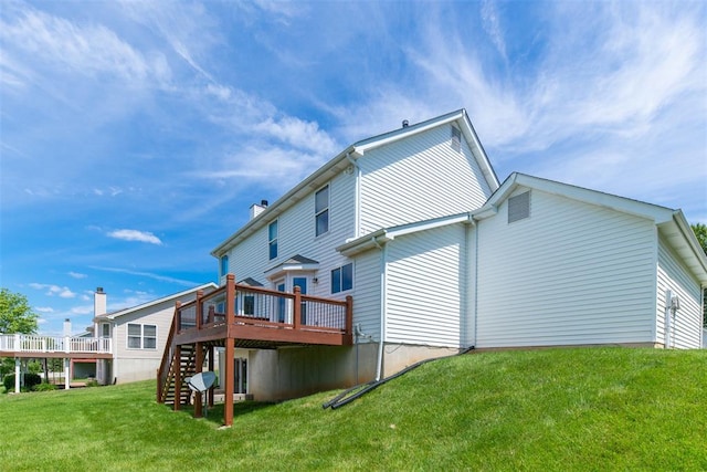 326 Merrimac Downs, Saint Peters, MO 63376 - rear view of property with a deck, stairway, and a lawn