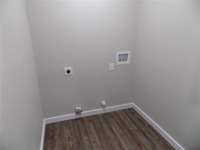 633 E Eldon St, St James, MO 65559 - laundry area with washer hookup, electric dryer hookup, baseboards, and dark wood-type flooring
