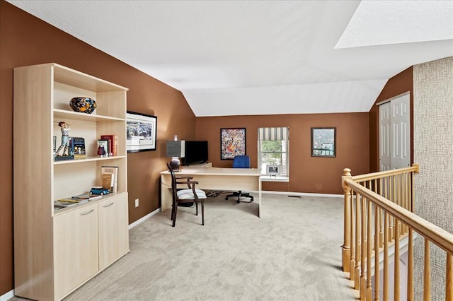 537 Colebrook Dr Unit C, Webster Groves, MO 63119 - office space featuring lofted ceiling, light colored carpet, and baseboards