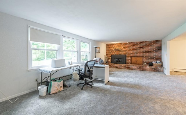 17130 State Route F, St James, MO 65559 - office space featuring a brick fireplace, baseboard heating, and carpet floors