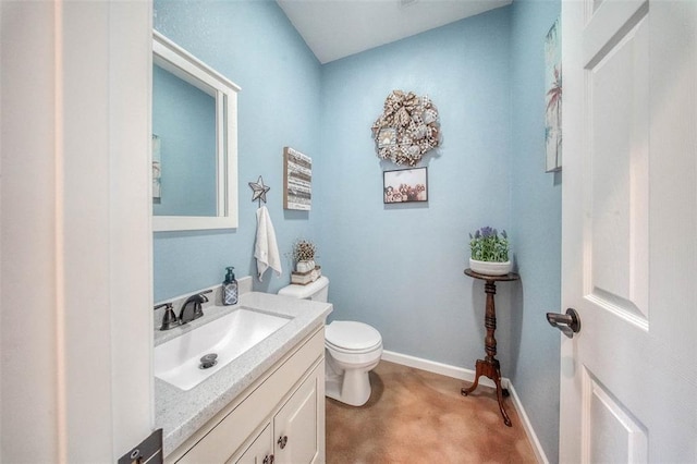 14901 State Route Ff, Edgar Springs, MO 65462 - half bathroom with vanity, toilet, finished concrete floors, and baseboards