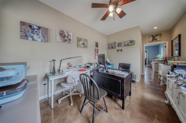14901 State Route Ff, Edgar Springs, MO 65462 - office space with a ceiling fan, baseboards, concrete floors, and recessed lighting