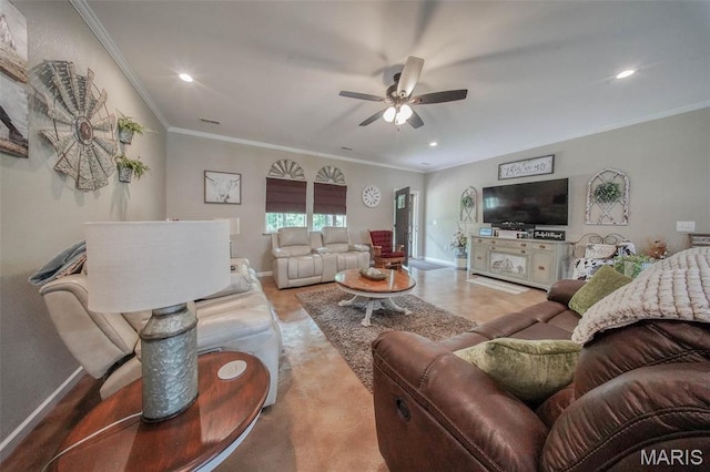 14901 State Route Ff, Edgar Springs, MO 65462 - living area with ceiling fan, recessed lighting, and ornamental molding