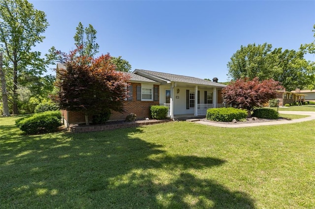 114 Fairlane Dr, Ironton, MO 63650 - view of front of property featuring covered porch, a front lawn, and brick siding