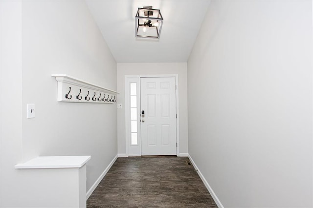 614 Palisades View Dr, Eureka, MO 63025 - doorway to outside featuring dark wood-style flooring and baseboards