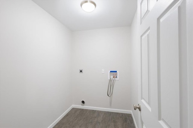 614 Palisades View Dr, Eureka, MO 63025 - laundry area with baseboards, dark wood finished floors, washer hookup, and electric dryer hookup