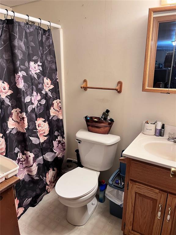 12241 Pipeline Rd, Bourbon, MO 65441 - bathroom with vanity, toilet, and a shower with curtain